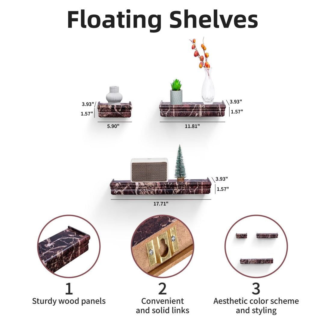 Floating Shelves 15.7 Wall Mounted Wood Shelves For Bathroom, Bedroom, Living Room, Kitchen, Hanging Shelf For Books Storage Decor With Invisible Brackets, Grey