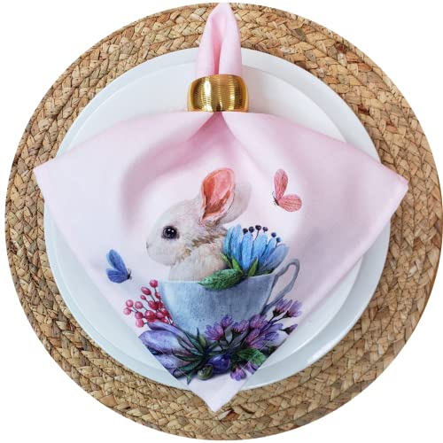 Charlo's Easter Cloth Napkins La Pom Pom Reusable  Soft Durable Pink-4