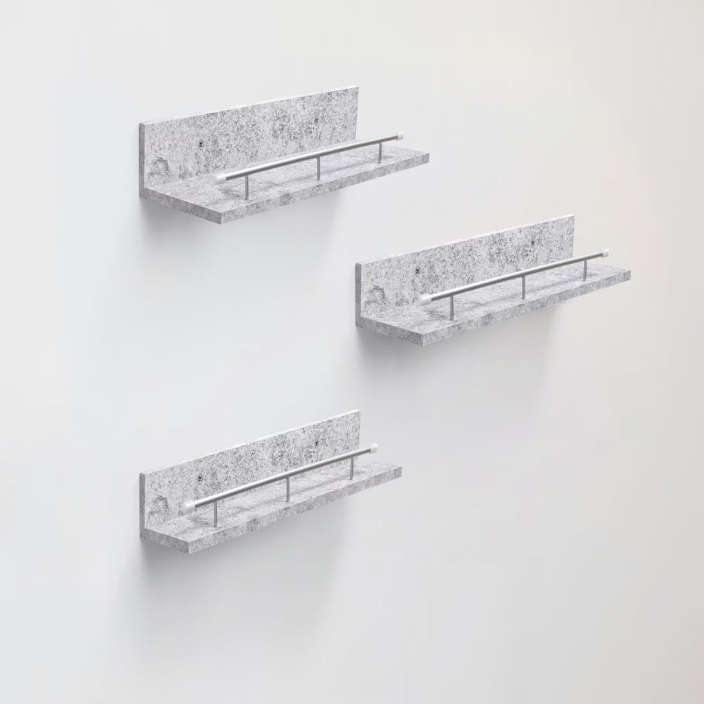 Floating Shelves 15.7 Wall Mounted Wood Shelves For Bathroom, Bedroom, Living Room, Kitchen, Hanging Shelf For Books Storage Decor With Invisible Brackets, Grey