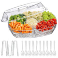 Fruit Ice Serving Tray Chilled Veggie Tray Shrimp Cocktail Serving Dish Appetizer Party Serving Platter Cold Food Buffet Server With Lid And 4 Compartments 3 Tongs 10 Sporks