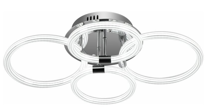 Modern LED Ceiling Light, Flush Mount Ceiling Light With Dimmable Remote Control, 6Rings Acrylic Ceiling Light Fixture For Bedroom, Living Room, Kitchen, Office Lamps 4 Heads