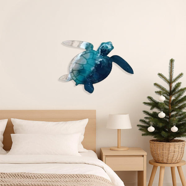 CIFbuy Handcrafted Iron Sea Turtle Wall Sculpture Coastal Ocean Theme Art For Living Room Bedroom (TikTok, Temu Pick-up Service)