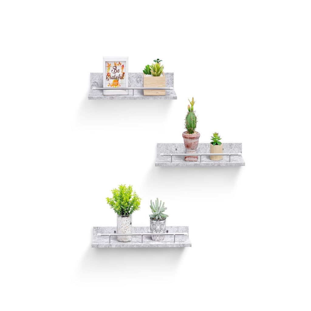 Floating Shelves 15.7 Wall Mounted Wood Shelves For Bathroom, Bedroom, Living Room, Kitchen, Hanging Shelf For Books Storage Decor With Invisible Brackets, Grey