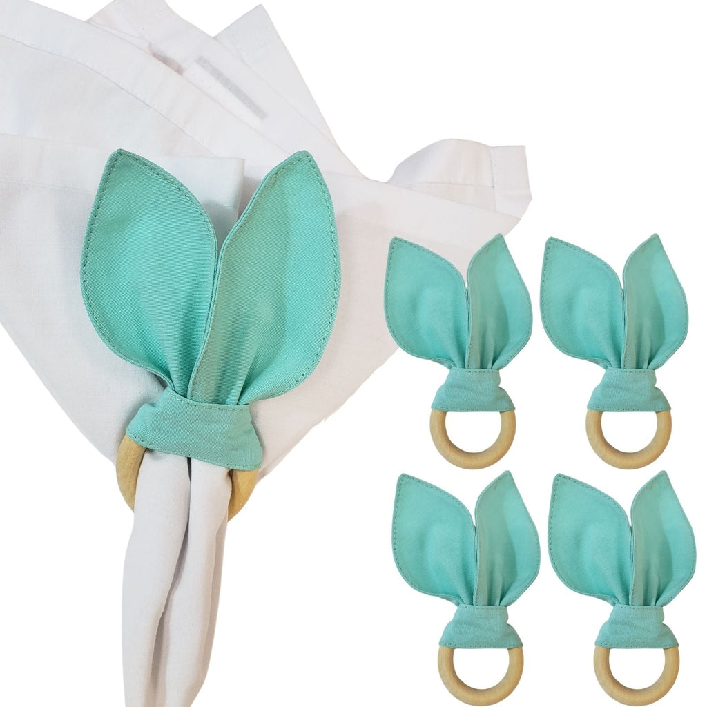 Maison Charlo | Easter Set of 4 Maldivas Green Bunny Ears Napkin Rings | Dining Table Decor-0