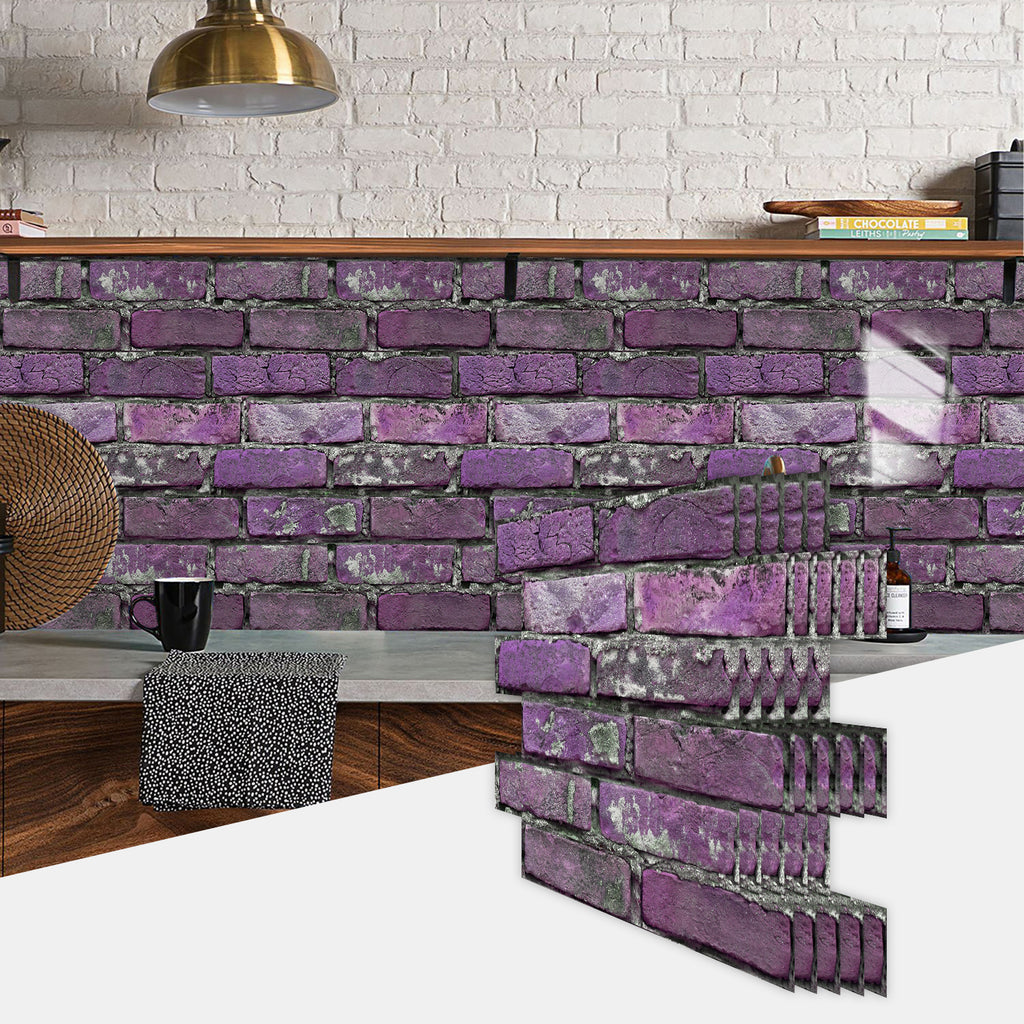 Peel And Stick Tile Wall Decoration PVC Purple Brick Wall Tile Splash-proof Self-adhesive Wall Stickers - Durable, Waterproof, Suitable For Kitchen, Toilet, Bathroom Wall Decoration Materials