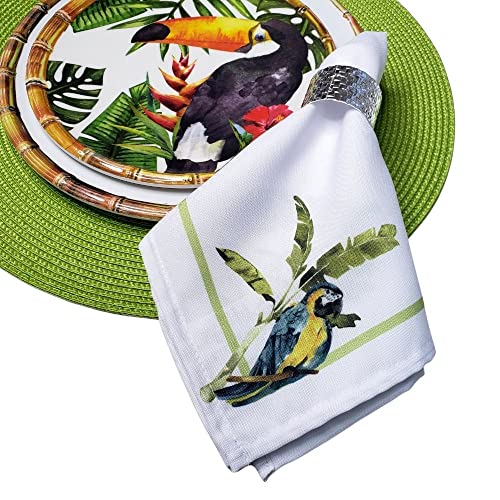 Charlo's Cloth Napkins Set of 4 Brazilian Parrot 16" by 16" - Green-1