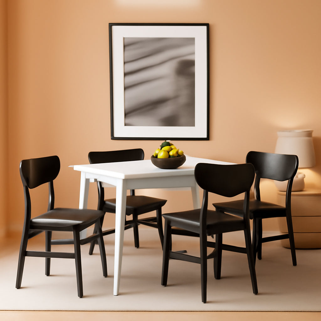 Home Lucca Retro Black And Grey Cushion Dining Chair Set 2