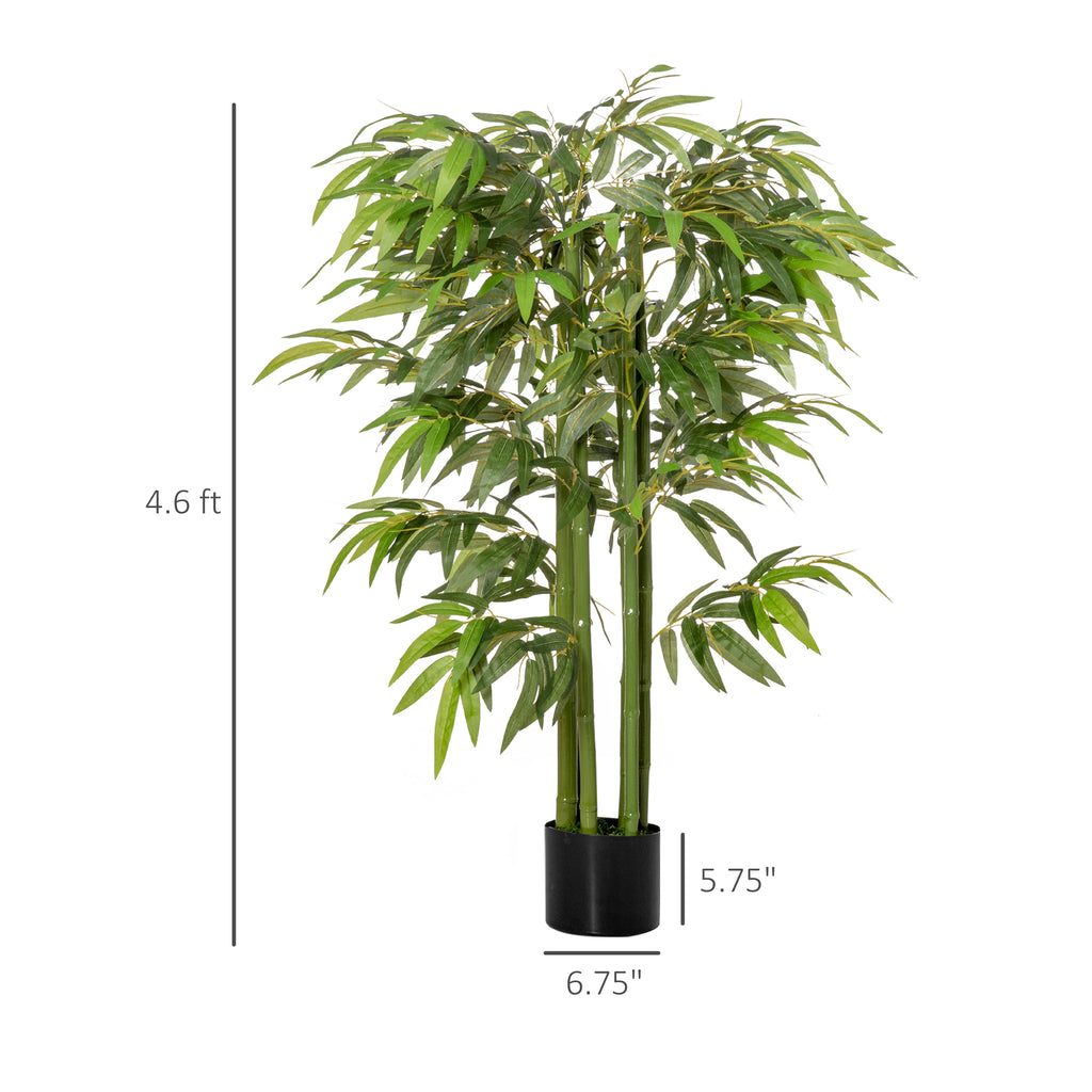 4.5FT Artificial Bamboo Tree, Decorative Faux Plant in Nursery Pot for Indoor or   Decor