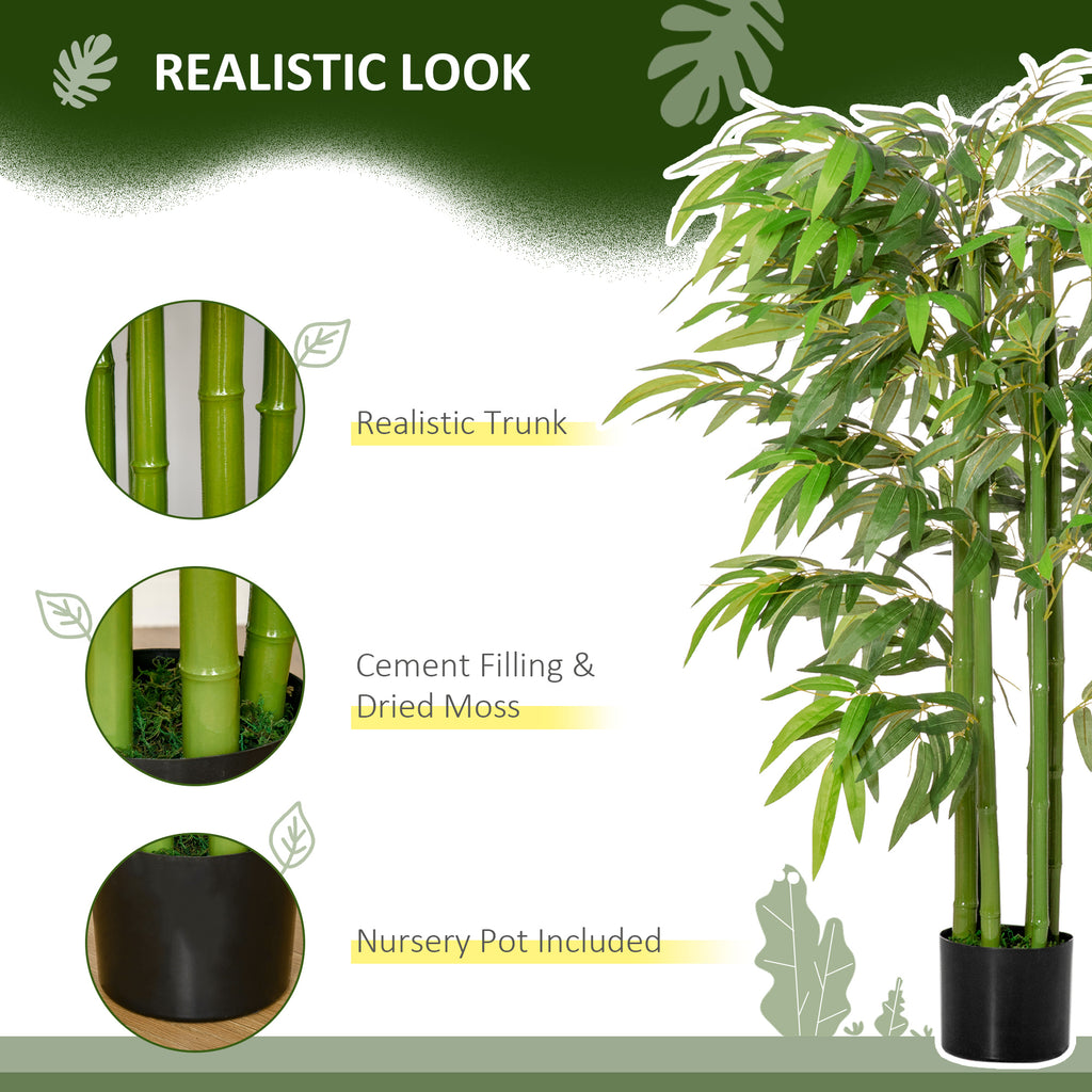 4.5FT Artificial Bamboo Tree, Decorative Faux Plant in Nursery Pot for Indoor or   Decor