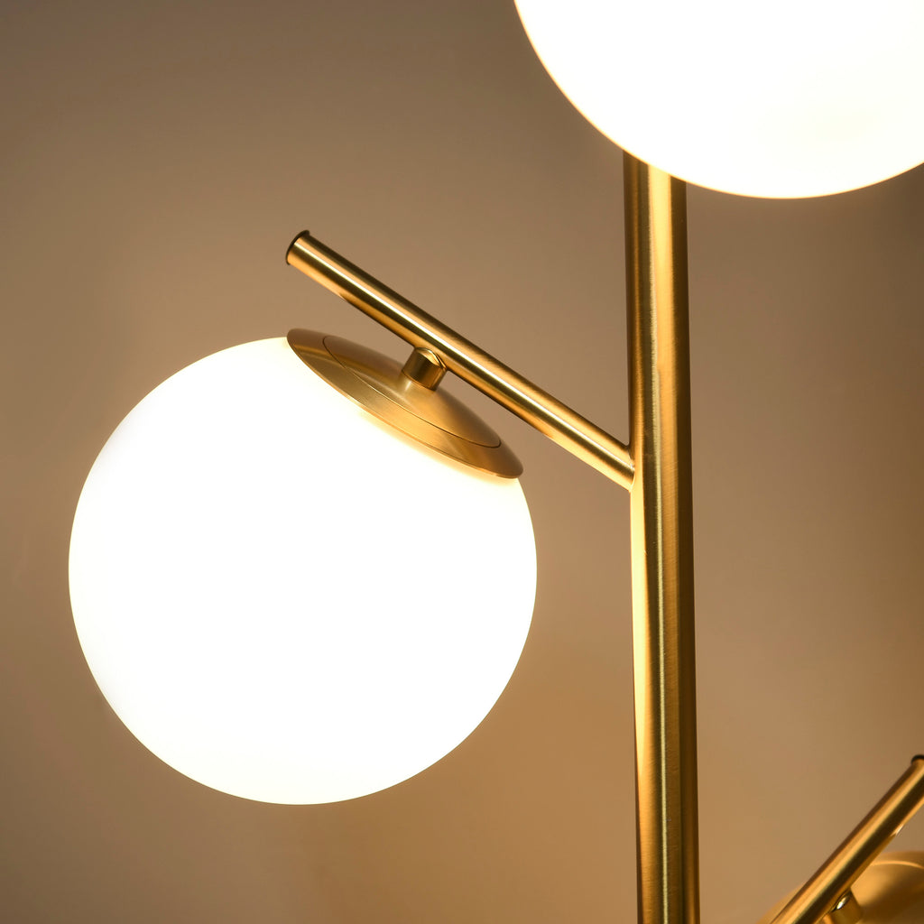Modern 3-Light Floor Lamp for Living Room, Tree Standing Lamp with Globe Lampshades, 10.75"x10.75"x66.5", Gold