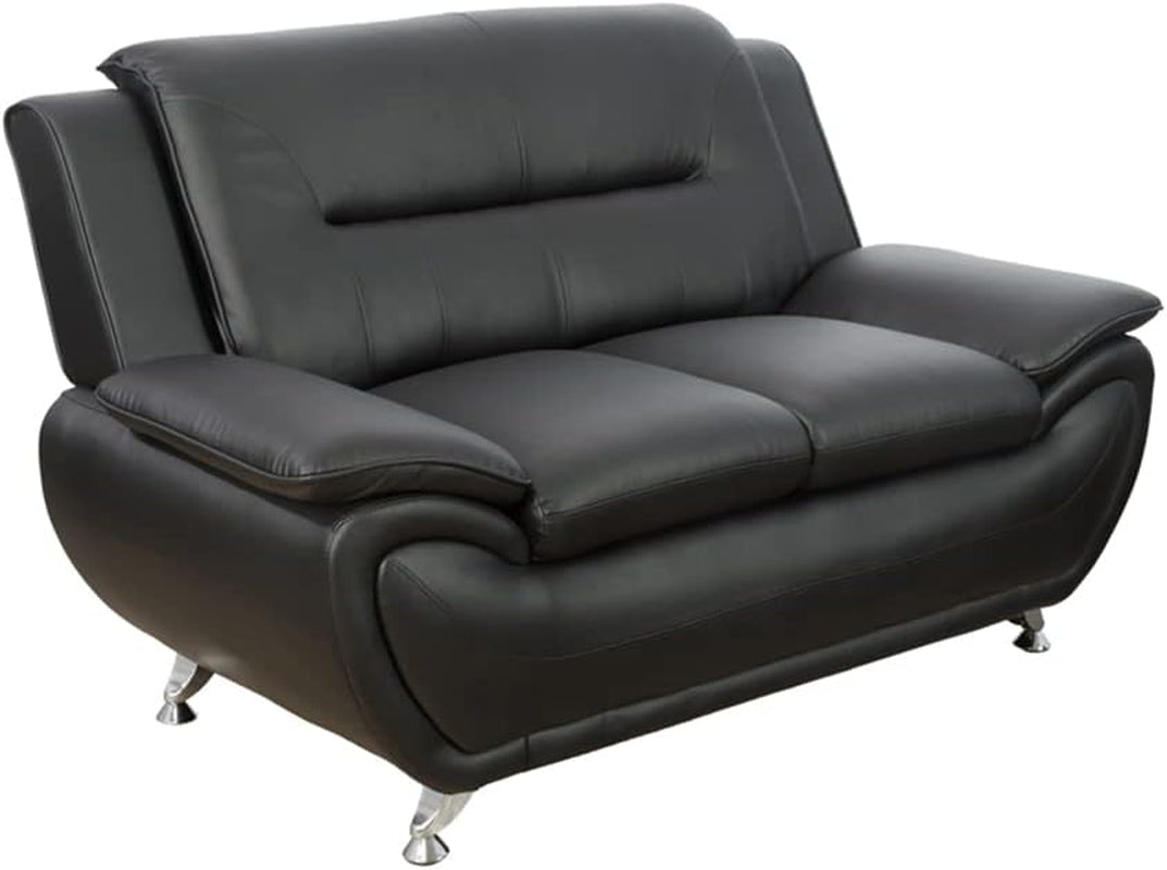 Leather Sofa and Loveseat Set for Living Room Black Leather Furniture