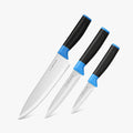 Duo-Grip 3 Piece Kitchen Knife Set With Blade Guards, Blue-0