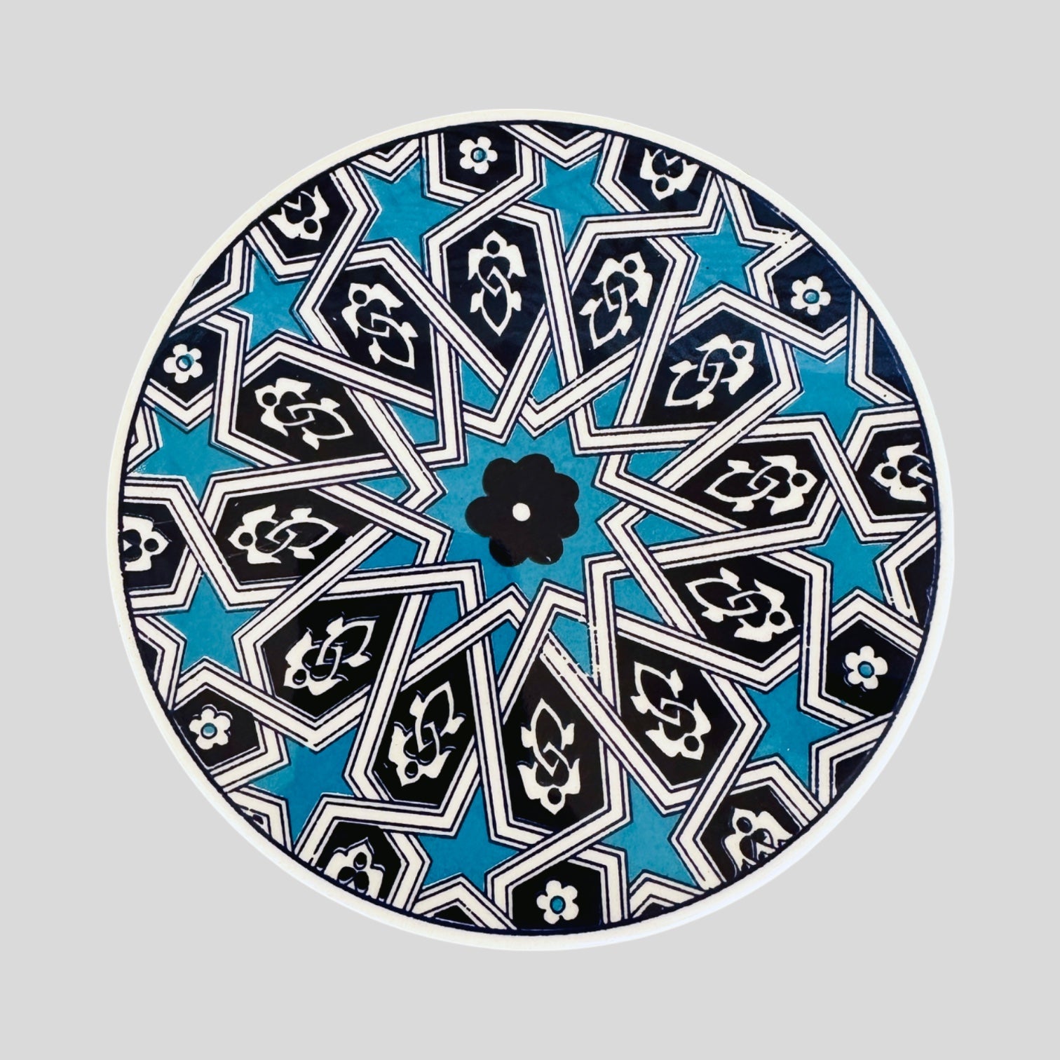 6.5" Ceramic Trivet - Turquoise Star Lattice-0