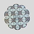 7" Scalloped Ceramic Trivet - Iznik Sky Rosette-0