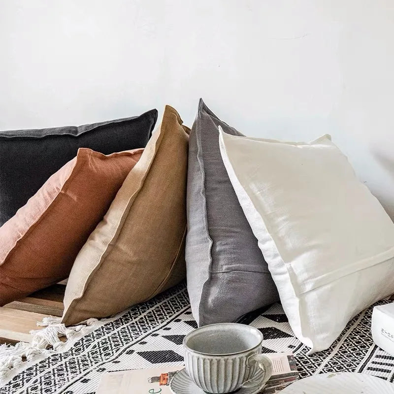 Chic Linen Sofa Pillow Cover