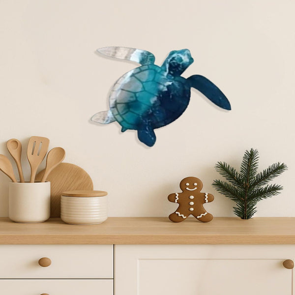 CIFbuy Handcrafted Iron Sea Turtle Wall Sculpture Coastal Ocean Theme Art For Living Room Bedroom (TikTok, Temu Pick-up Service)
