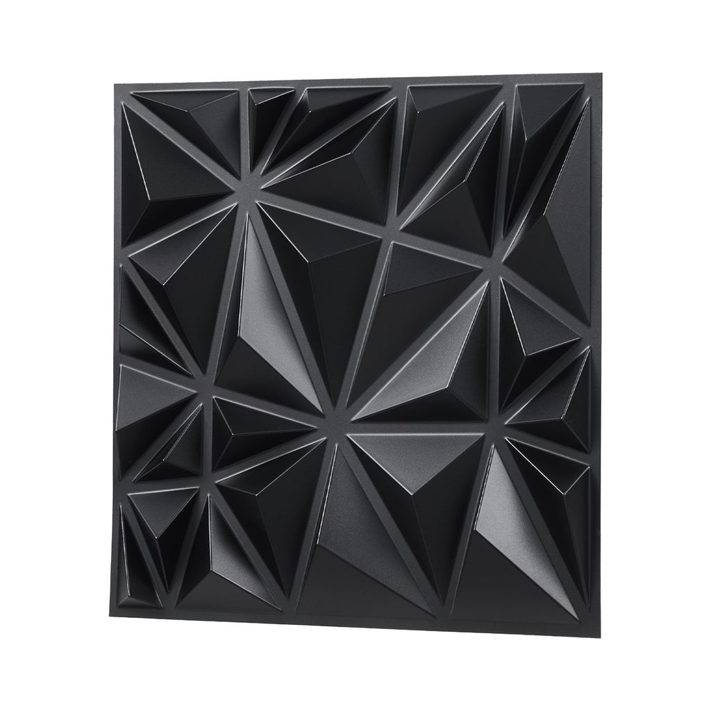 3D Wall Panels, 33-Pack 11.81 X 11.81 In PVC Modern Art Minimalist Diamond Tiles, 32 Sq.Ft Coverage Accent Wall Panel, Interior Home Decor For Ceiling, Bedroom, Living & Gaming Room, Matte Black