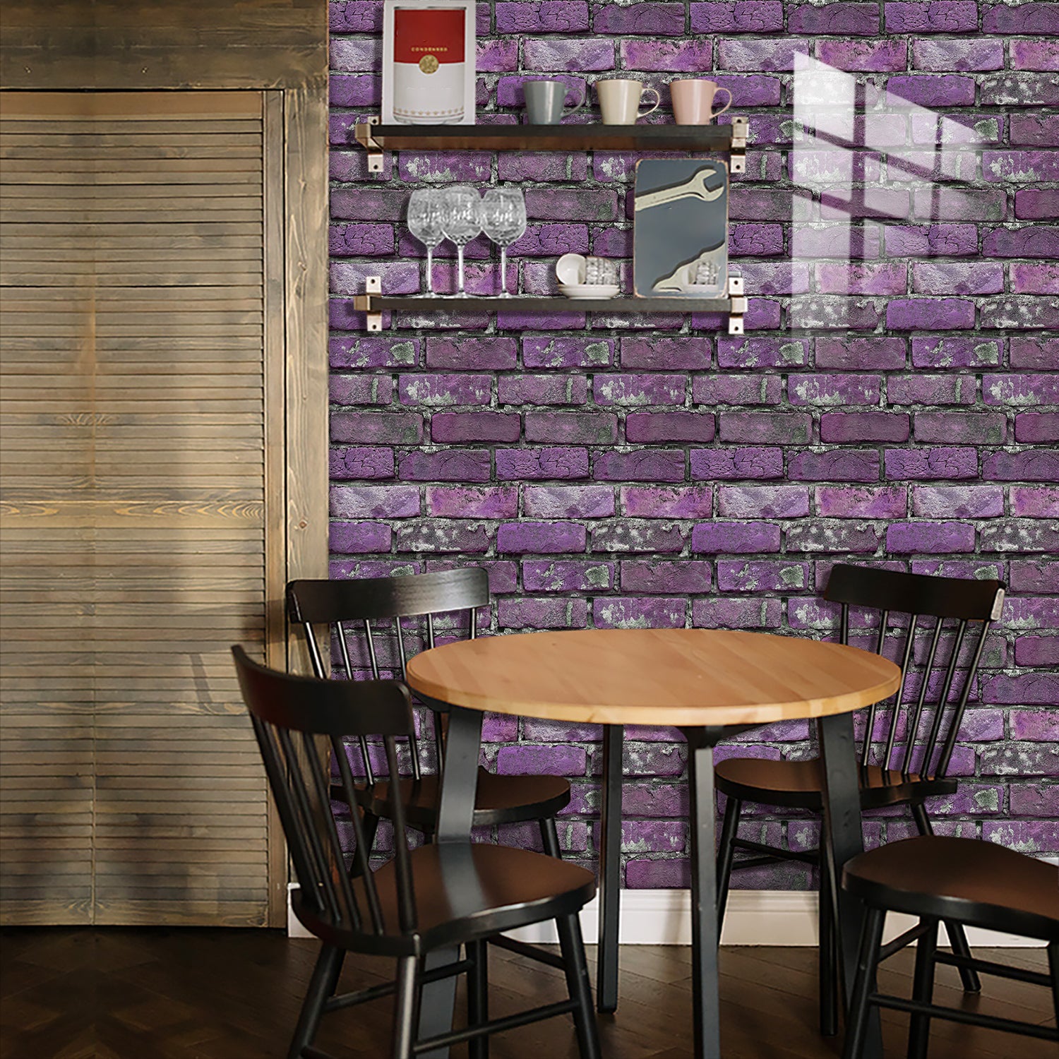 Peel And Stick Tile Wall Decoration PVC Purple Brick Wall Tile Splash-proof Self-adhesive Wall Stickers - Durable, Waterproof, Suitable For Kitchen, Toilet, Bathroom Wall Decoration Materials