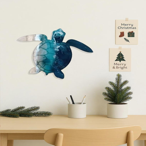 CIFbuy Handcrafted Iron Sea Turtle Wall Sculpture Coastal Ocean Theme Art For Living Room Bedroom (TikTok, Temu Pick-up Service)