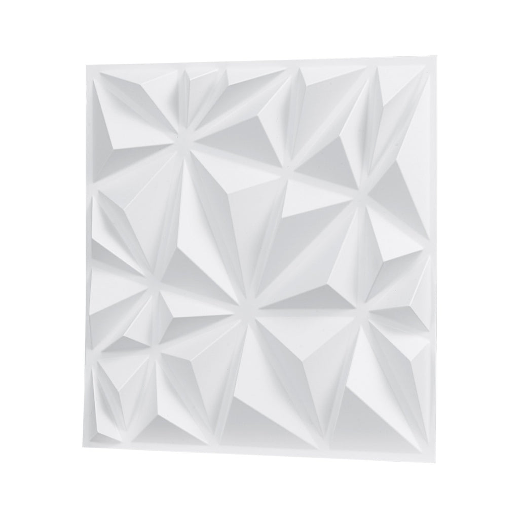 3D Wall Panels, 33-Pack 11.81 X 11.81 In PVC Modern Art Minimalist Diamond Tiles, 32 Sq.Ft Coverage Accent Wall Panel, Interior Home Decor For Ceiling, Bedroom, Living & Gaming Room, Matte White