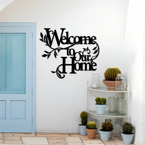 CIFbuy Aluminum Welcome Floral Wall Art Home Entryway Decor For Housewarming Gift (TikTok, Temu Pick-up Service)