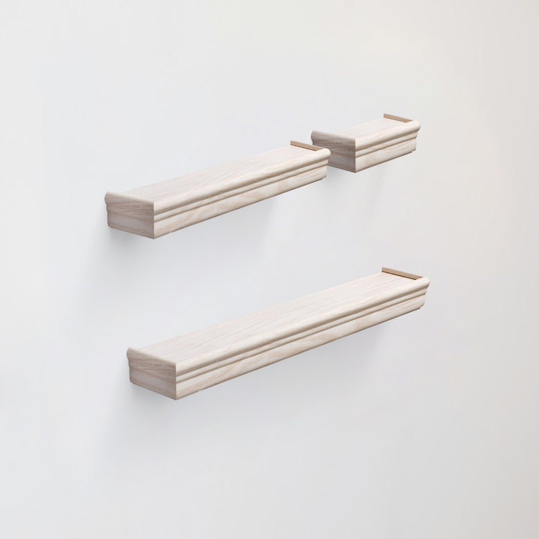 Floating Shelves 17.9 Wall Mounted Wood Shelves For Bathroom, Bedroom, Living Room, Kitchen, Hanging Shelf For Books Storage Decor With Invisible Brackets, White