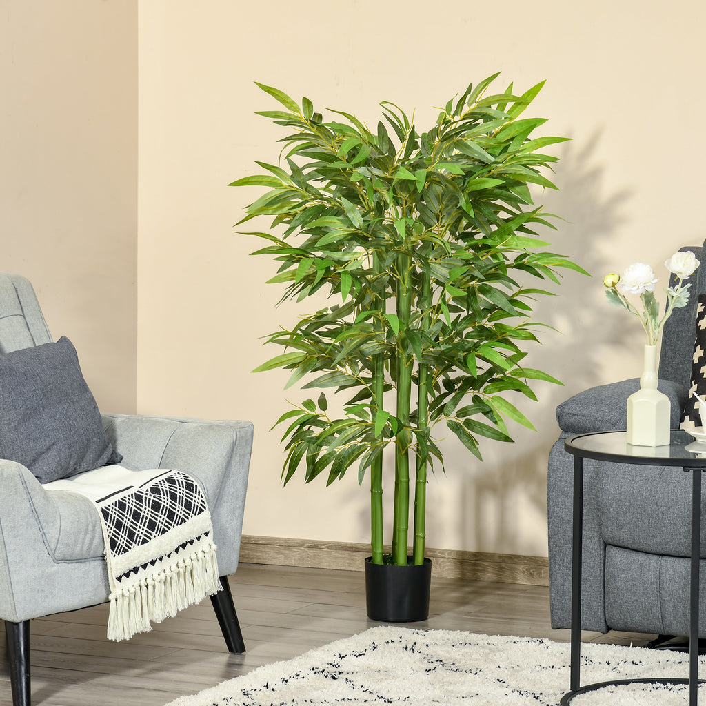 4.5FT Artificial Bamboo Tree, Decorative Faux Plant in Nursery Pot for Indoor or   Decor