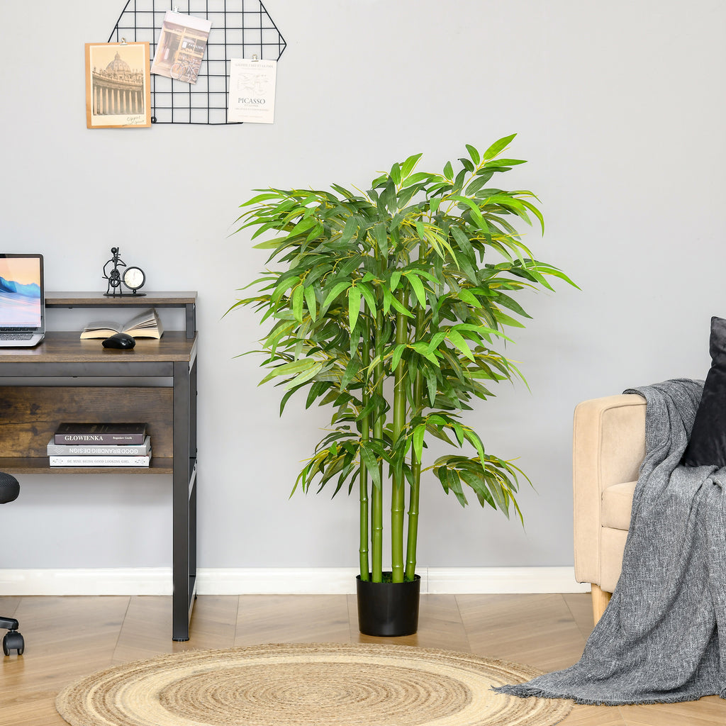 4.5FT Artificial Bamboo Tree, Decorative Faux Plant in Nursery Pot for Indoor or   Decor