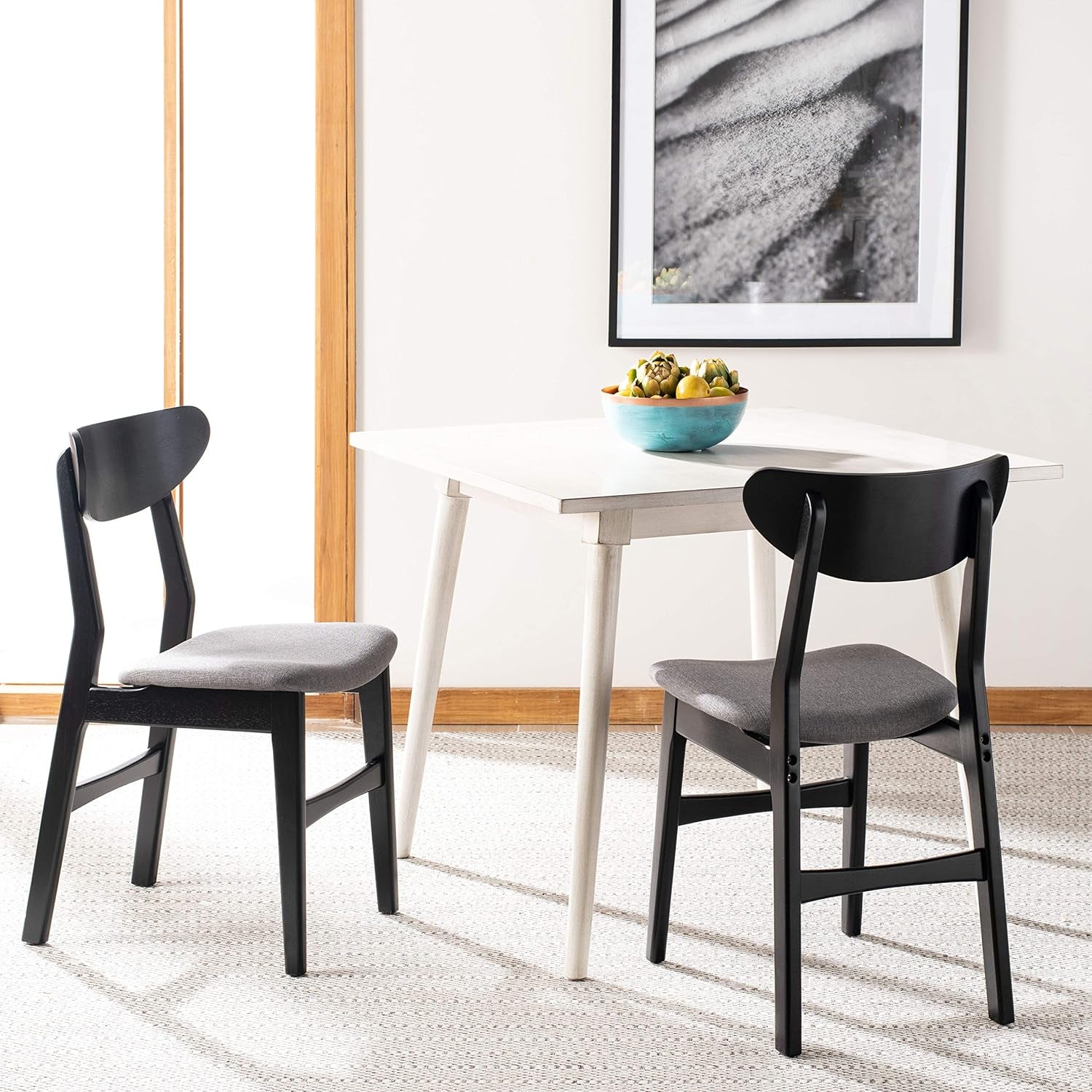 Home Lucca Retro Black And Grey Cushion Dining Chair Set 2